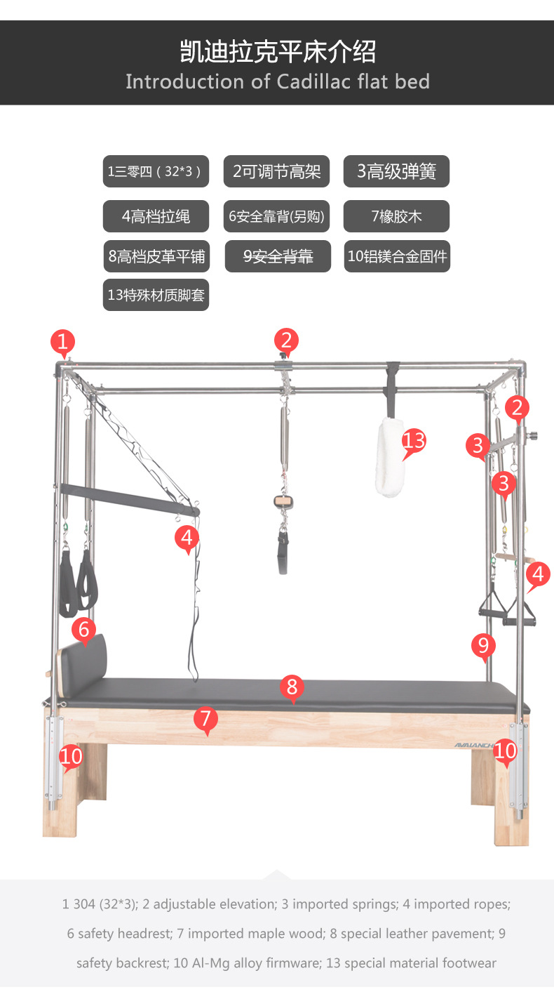 厂家直销 普拉提平床 普拉提五件套 Pilates 普拉提器械详情12