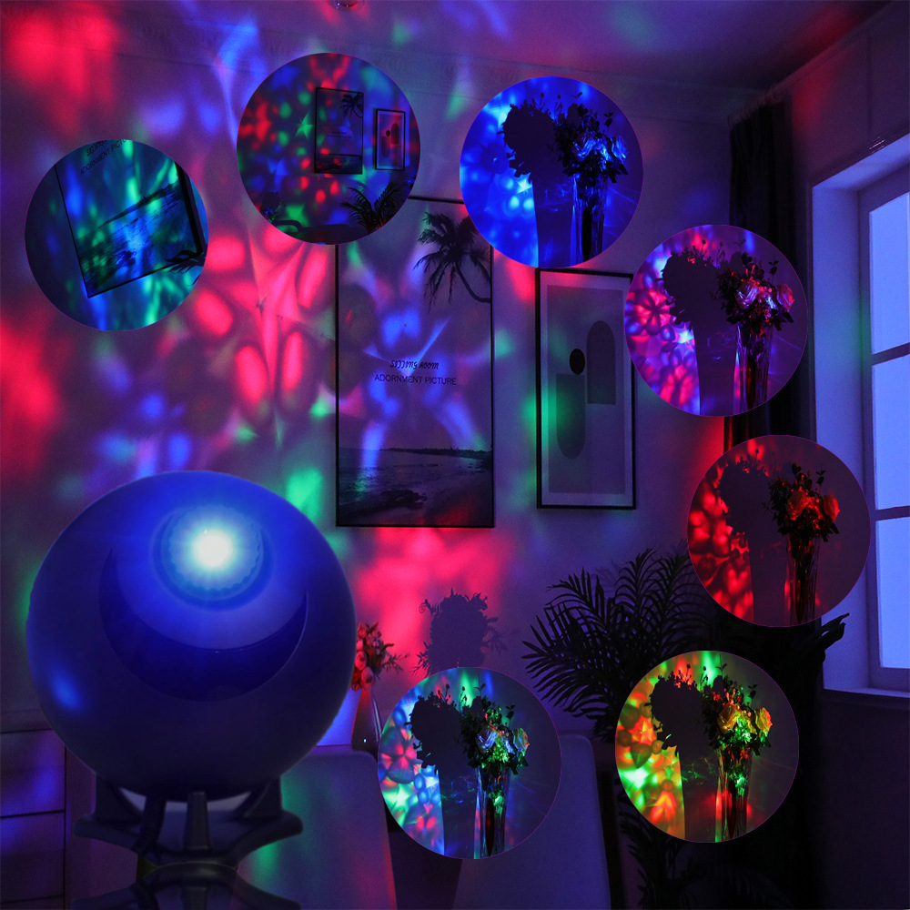 Cross-border new kaleidoscope projection lamp, seven-color 3D vision LED laser nebula lamp, bedroom LED projection lamp pic 6