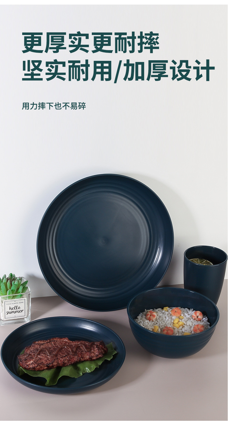 高颜值宜家餐具套装碗碟盘杯24件套塑料套装ins简约套装批发详情3