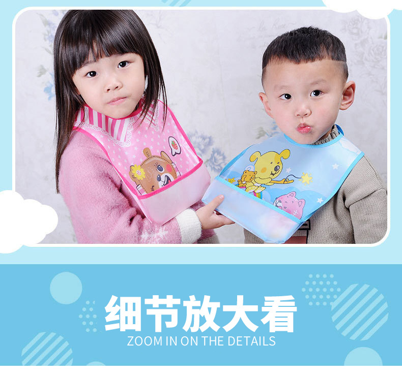 ODM源头厂家供应 新款幼儿口水巾围兜卡通喂饭兜便携免洗EVA围嘴 pic 9