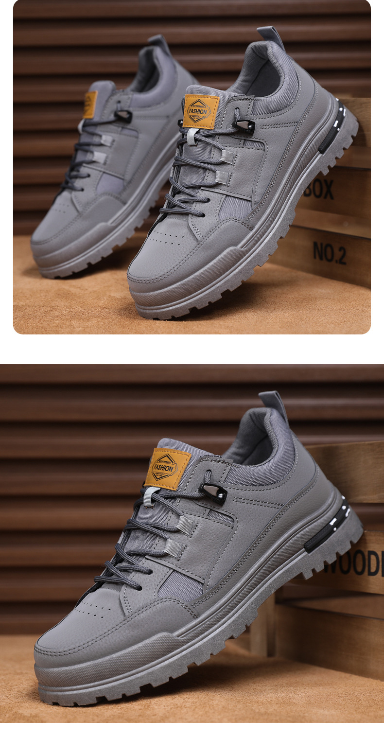 秋冬复古男士休闲鞋皮面防水耐磨男士板鞋潮流百搭软底户外运动鞋详情22