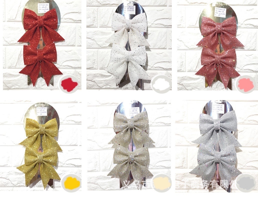 Christmas bow Pearl cotton gold pink bow Christmas tree pendant Hotel shopping mall ktv decoration supplies pic 3