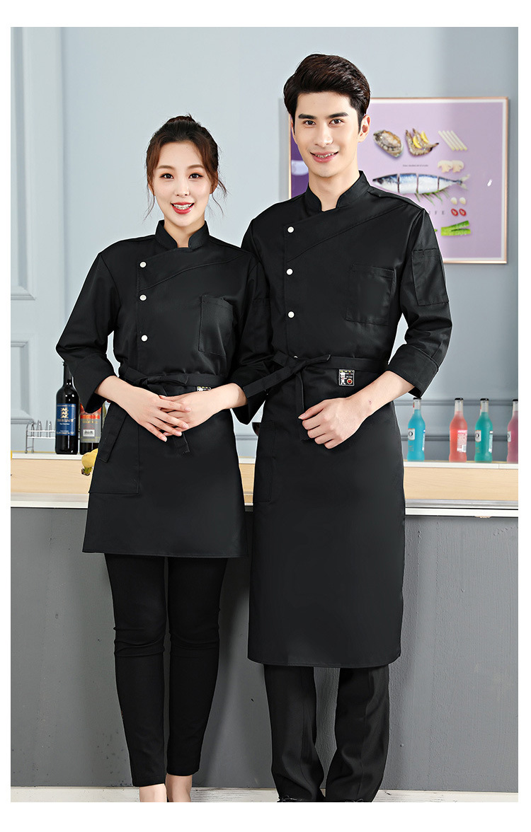 酒店厨师工作服男女长袖短袖秋冬款后厨房烘焙厨师服套装印字LOGO详情12