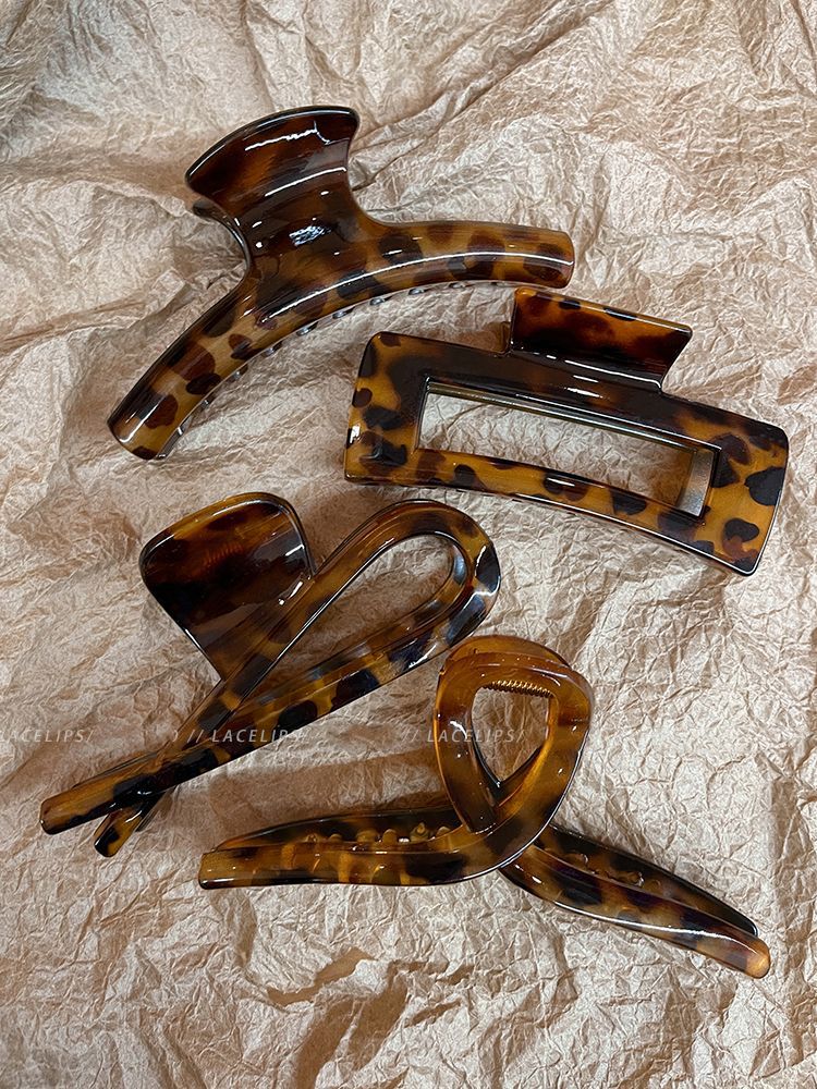 复古气质豹纹大号抓夹女2024新款简约后脑勺盘发鲨鱼夹子发夹头饰详情3