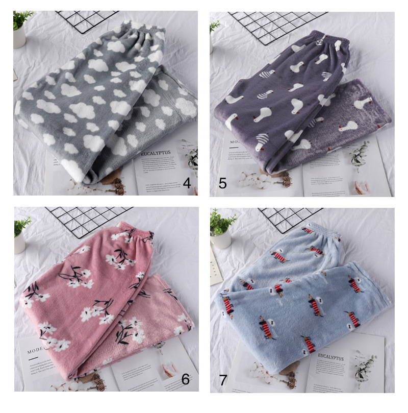 Autumn and winter pajama pants, fairy warm pants, HiDeMi flannel long pants, coral fleece home pants, one-piece consignment pic 7