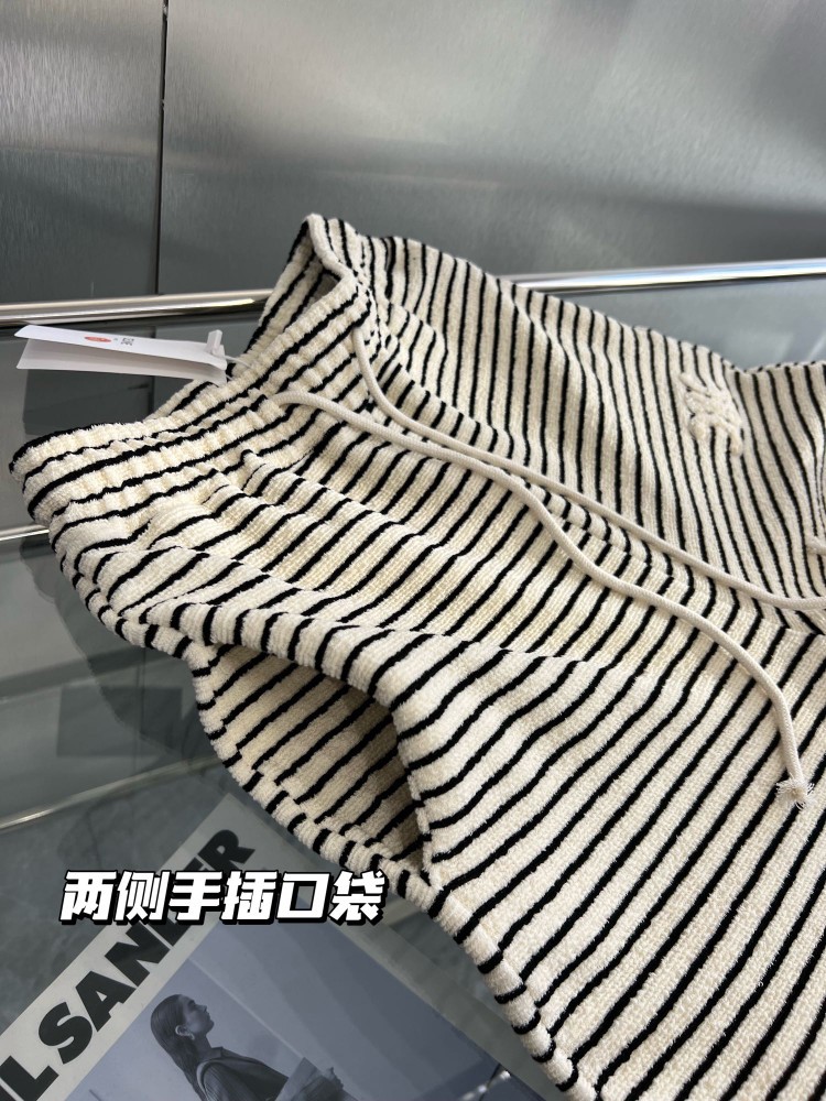 网红爆款韩版东大门慵懒风毛巾料塞家宽松保暖加厚条纹休闲阔腿裤详情10