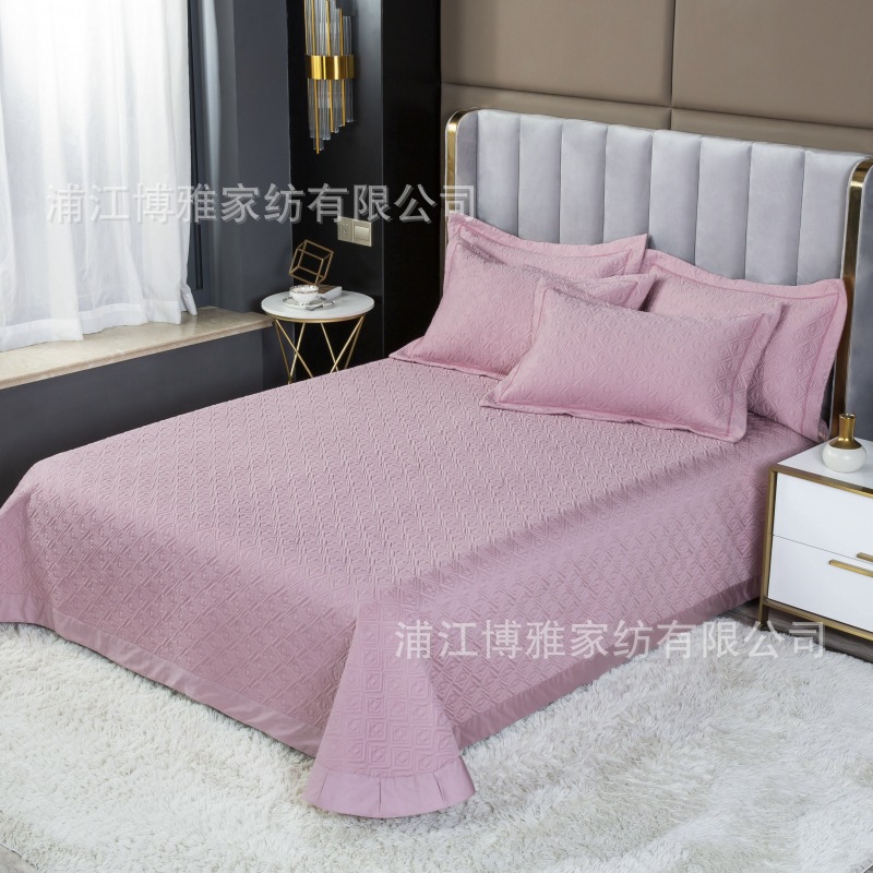 Wholesale of new light luxury 60s long-staple cotton bed cover three-piece set, quilted quilt with thickened cotton interlining, pure cotton bed cover pillowcase pic 25