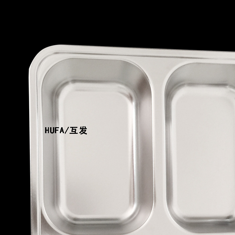 304 stainless steel fast food plate, square compartment lunch box with lid for the cafeteria, custom LOGO, thickened student plate pic 22
