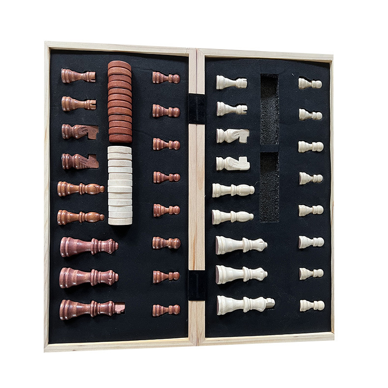 Cross-border wooden rounded corner two-in-one folding chess board, chess quality magnetic chess competitive and educational toy pic 19