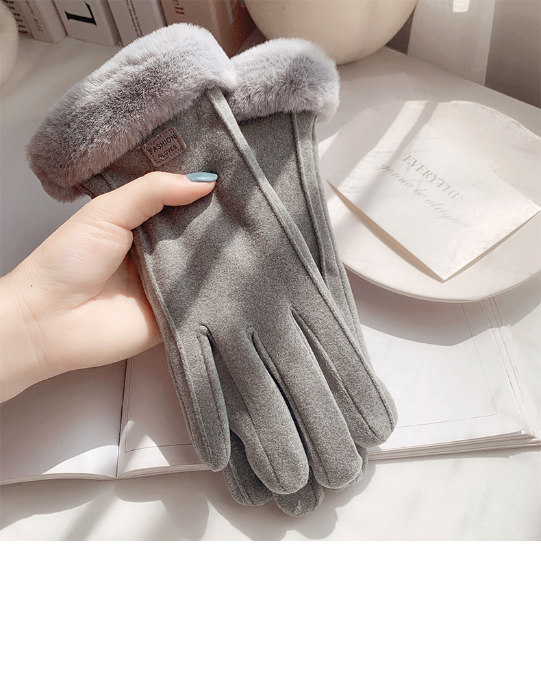 For women, winter gloves are thickened with fleece for warmth and touch screens. They are cotton gloves for driving, cycling and skiing. For women, autumn and winter gloves are made of faux cashmere pic 10