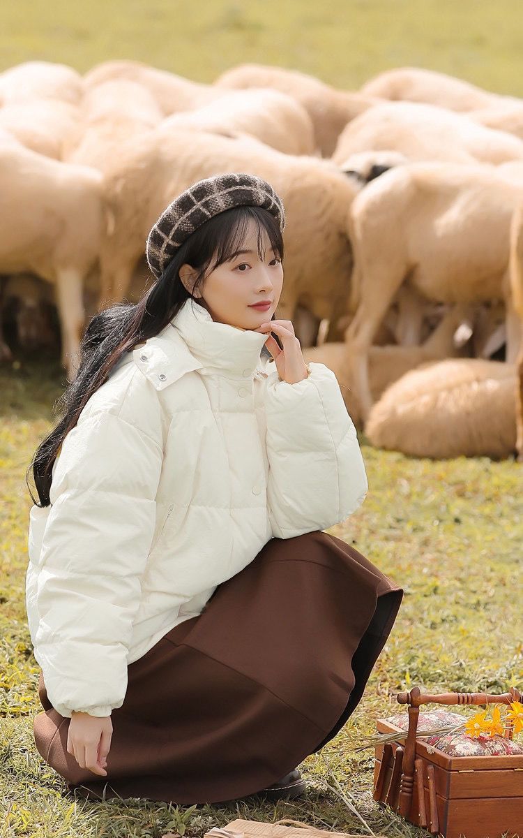 短款羽绒服女2024年新款小个子白鸭绒奶黄包宽松韩版冬季学生外套详情20