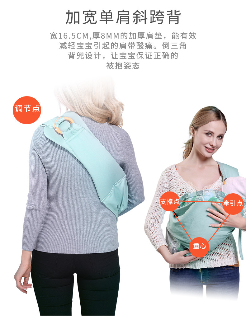 婴儿背巾西尔斯新生儿哺乳巾横抱式四季多功能夏季透气网背巾厂家详情8