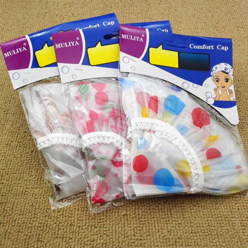 G1621 frosted lace shower cap, dry hair cap, shower cap, waterproof daily necessities, 2-yuan general merchandise wholesale in Yiwu pic 1