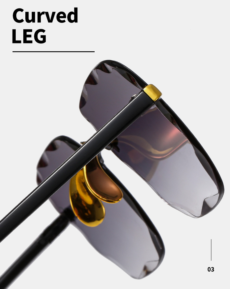 跨境欧美无框方形太阳镜时尚潮流切边无框墨镜女士街拍走秀太阳镜详情30