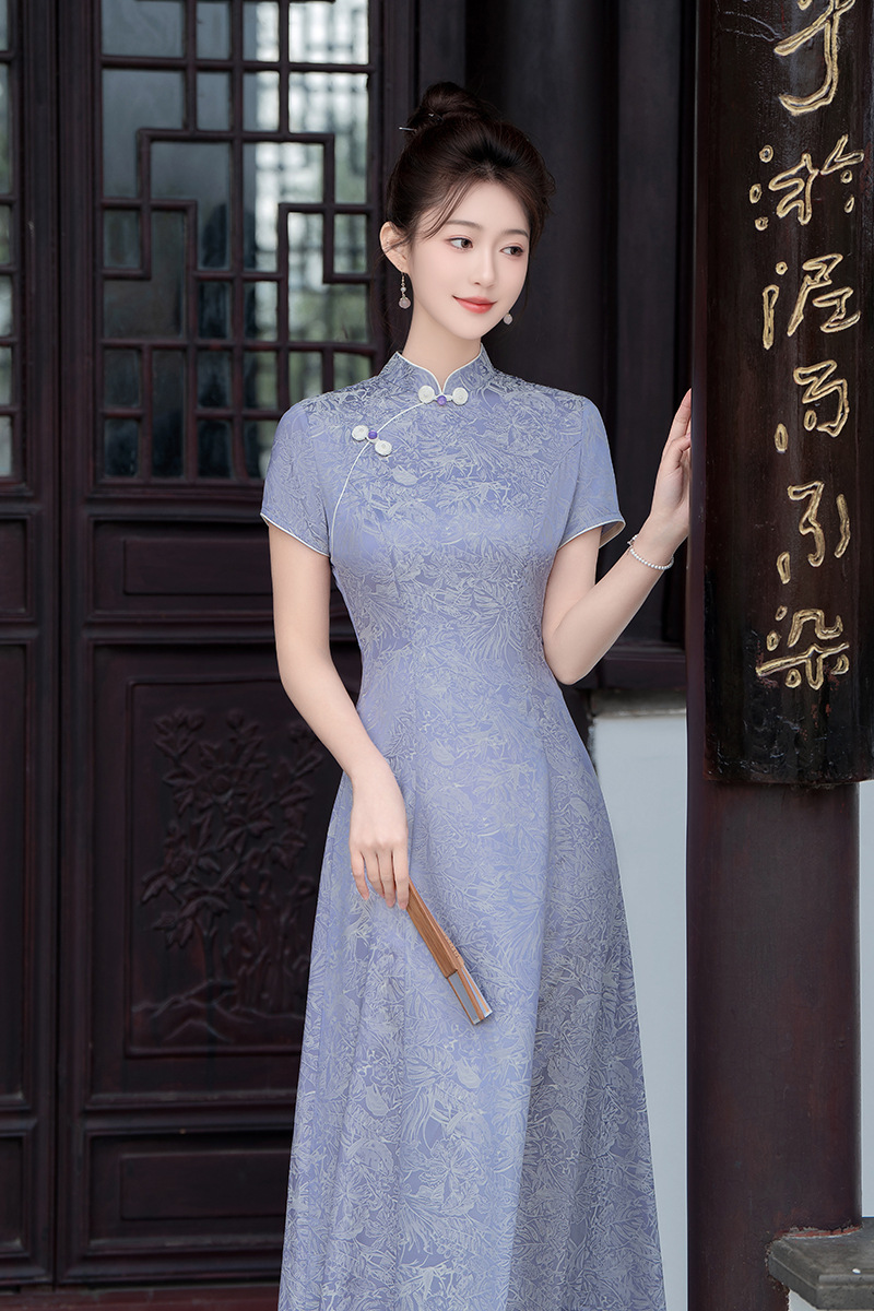 国潮2025新款旗袍新中式年轻款少女小清新夏季日常通勤复古连衣裙国风详情14