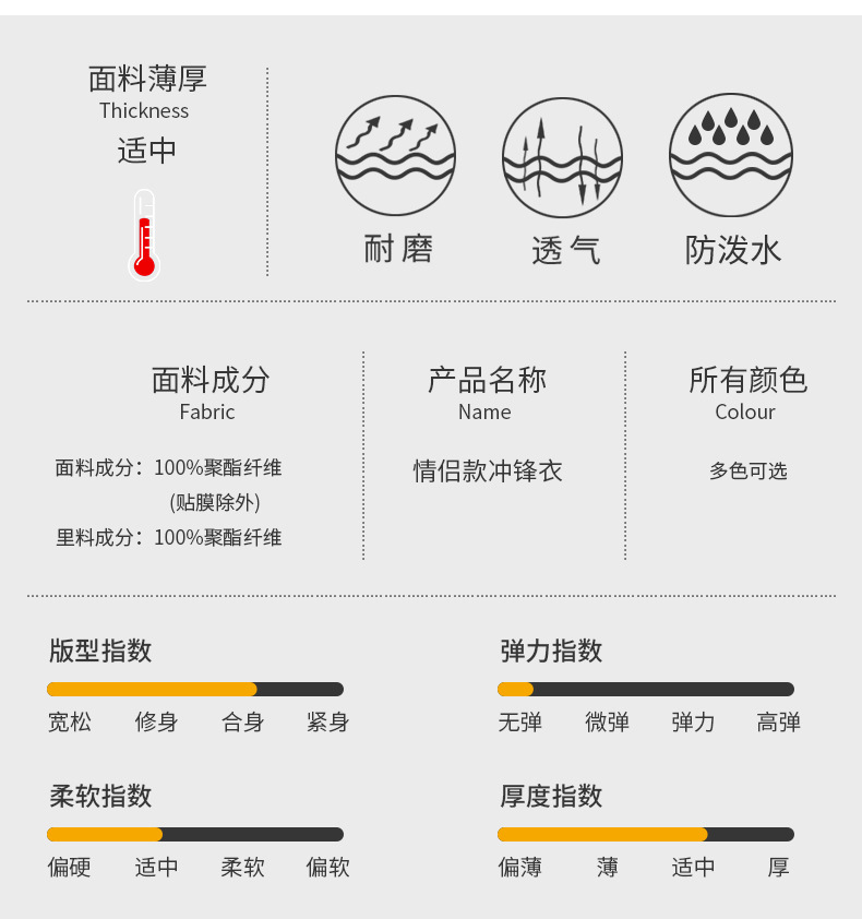 冲锋衣外套男士春秋季2024新款潮牌防水拼接上衣服连帽夹克可拆卸详情8