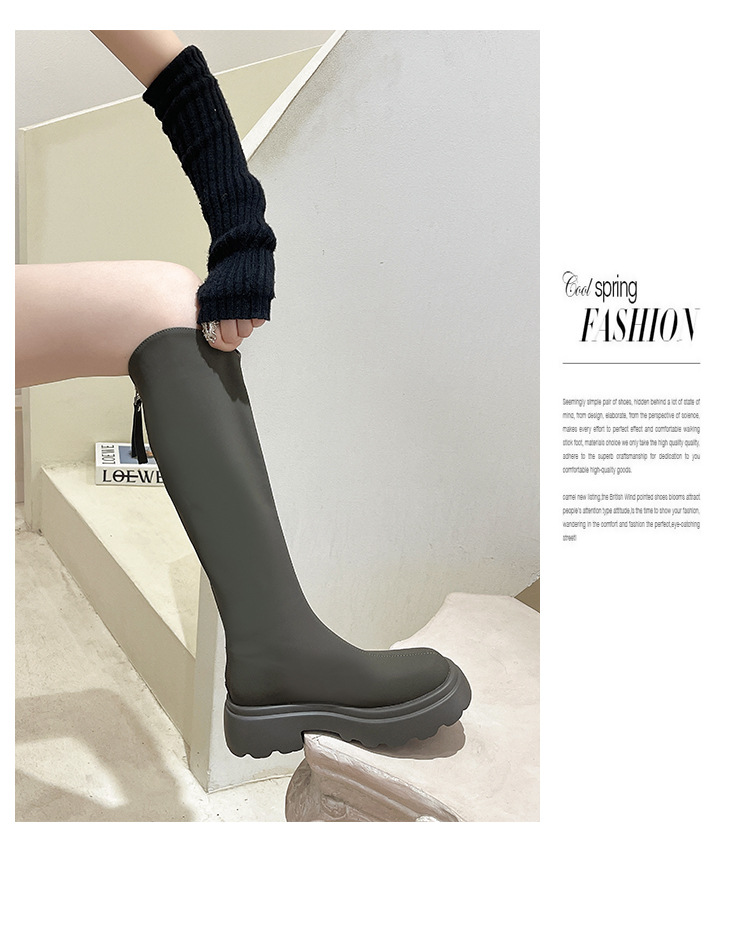 骑士靴长筒靴女胖mm粗腿大筒围厚底大码长靴宽脚高筒加肥女靴批发详情2
