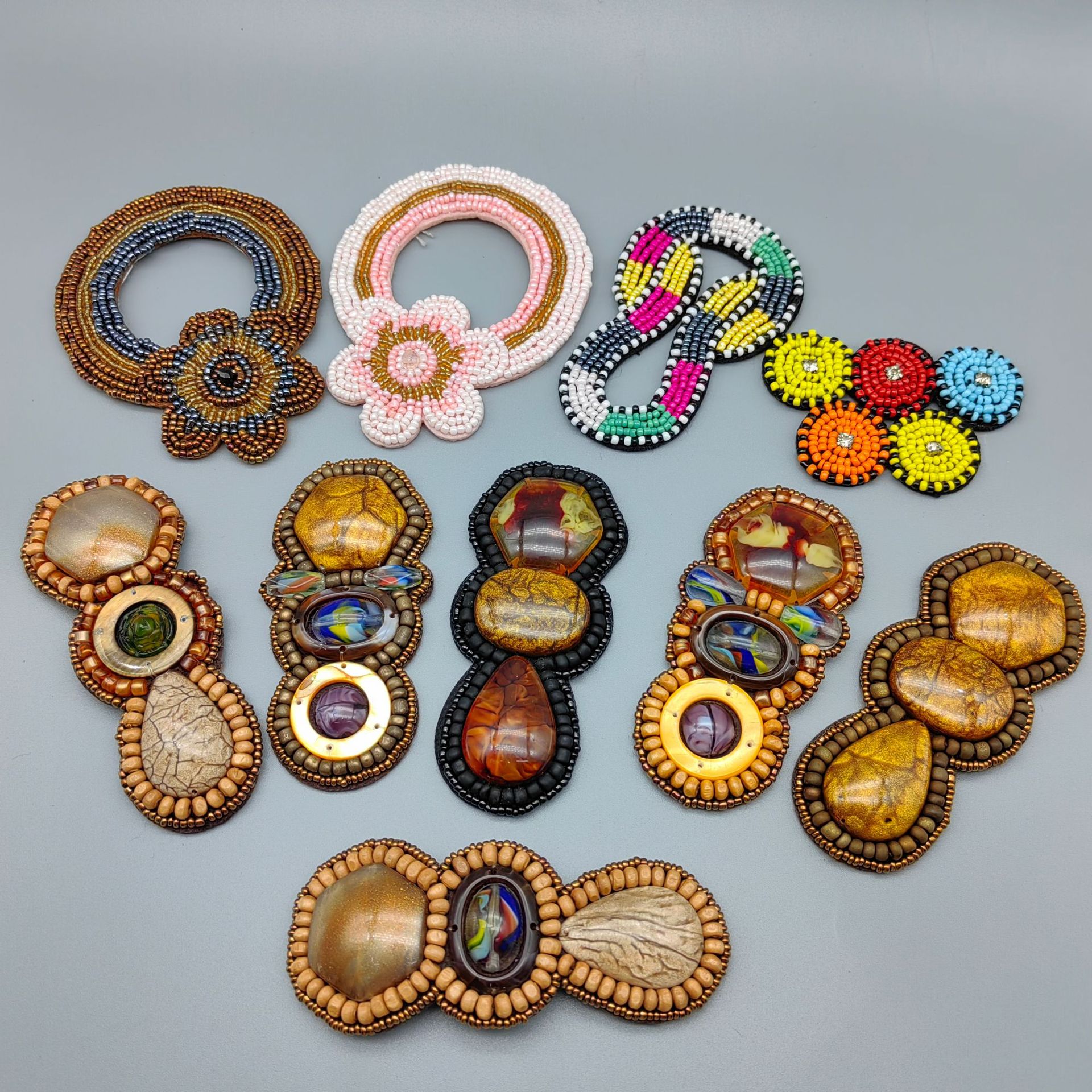 国潮批发复古手缝串珠鞋花民族风辅料配件手工小米珠布贴鞋帽包包配饰详情14