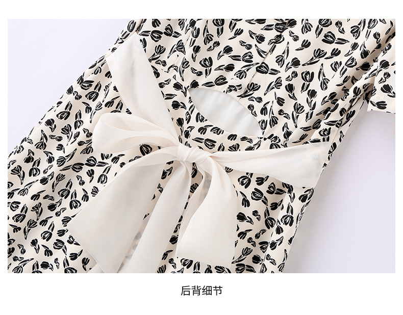 设计感碎花连衣裙女夏2023新款气质修身显瘦茶歇法式方领短袖裙子详情33