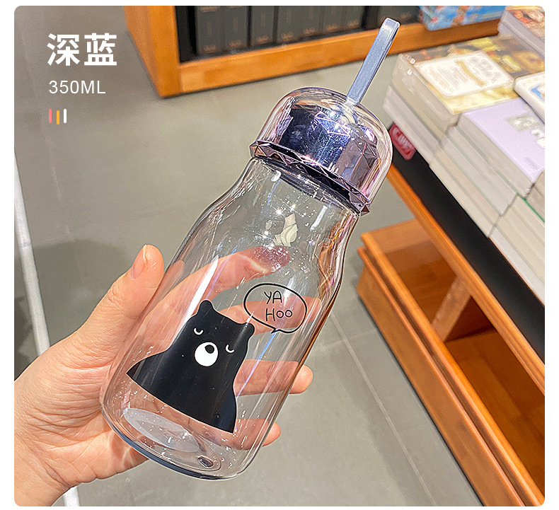 厂家直供ABS简约双层高硼硅透明玻璃杯儿童运动水杯可定制logo详情8
