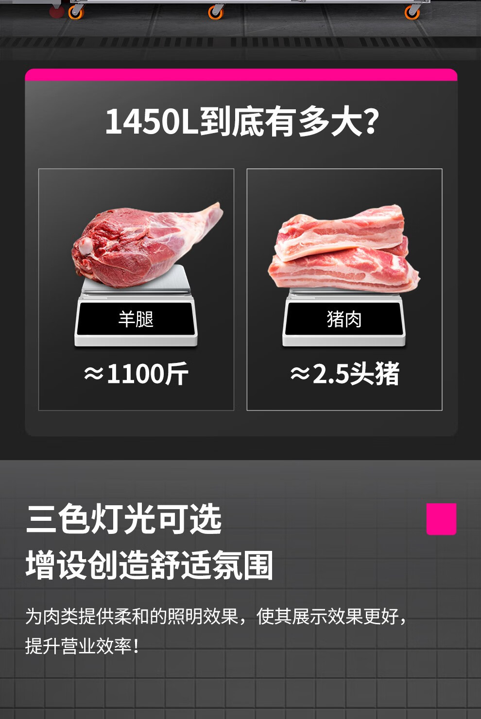 乐创商用挂肉柜保鲜柜鲜肉冷冻柜猪牛羊肉柜冷藏立式冷鲜肉生肉柜详情18