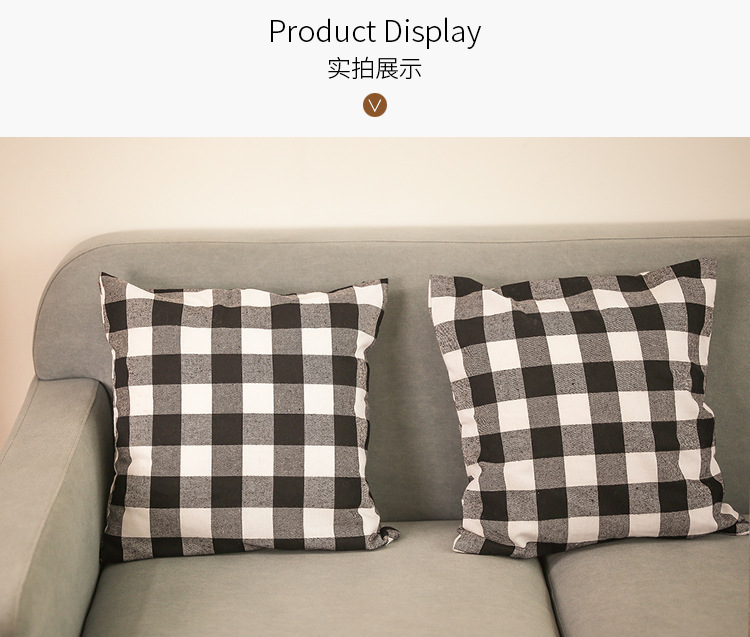 新款圣诞节装饰品红黑格子布抱枕套外贸格子抱枕套方形枕头罩详情6