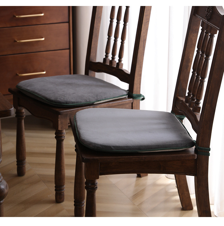 Wholesale of home Chinese-style dining chair and stool cushions with straps, velvet anti-slip seat cushions, solid color in winter, detachable and washable pic 16
