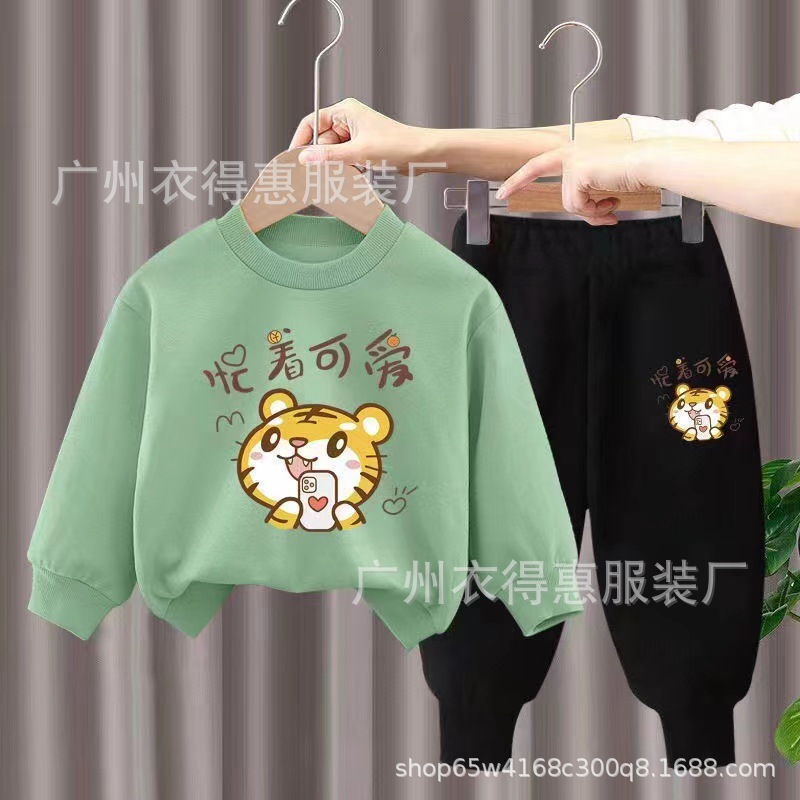 Otoño invierno 2022 nuevo medio niño cuello redondo sudaderas dos piezas tendencia niños deportes sudaderas sudaderas venta al por mayor pic 7