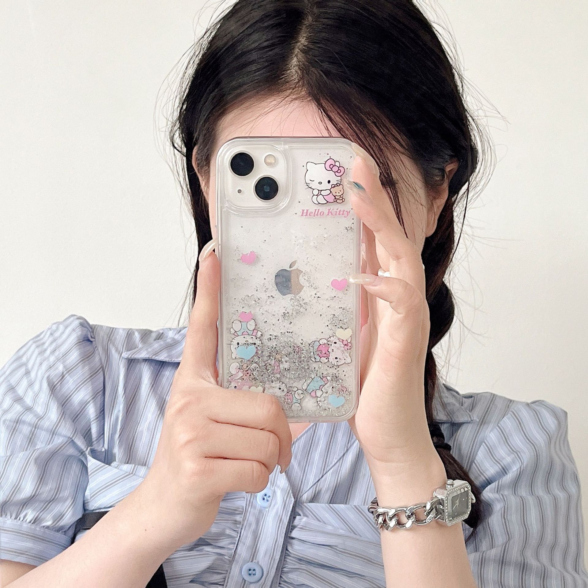 The popular cartoon is cute and fun, suitable for iPhone14pro max and iPhone 15. The phone case is 13/12 transparent with flowing sand pic 27