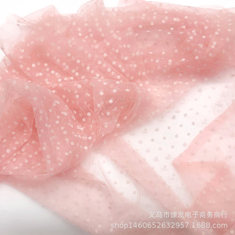 0.5CM flocked polka dot soft mesh fabric summer dress fabric, DIY clothing fabric, accessories, headwear, mesh fabric handicrafts pic 3