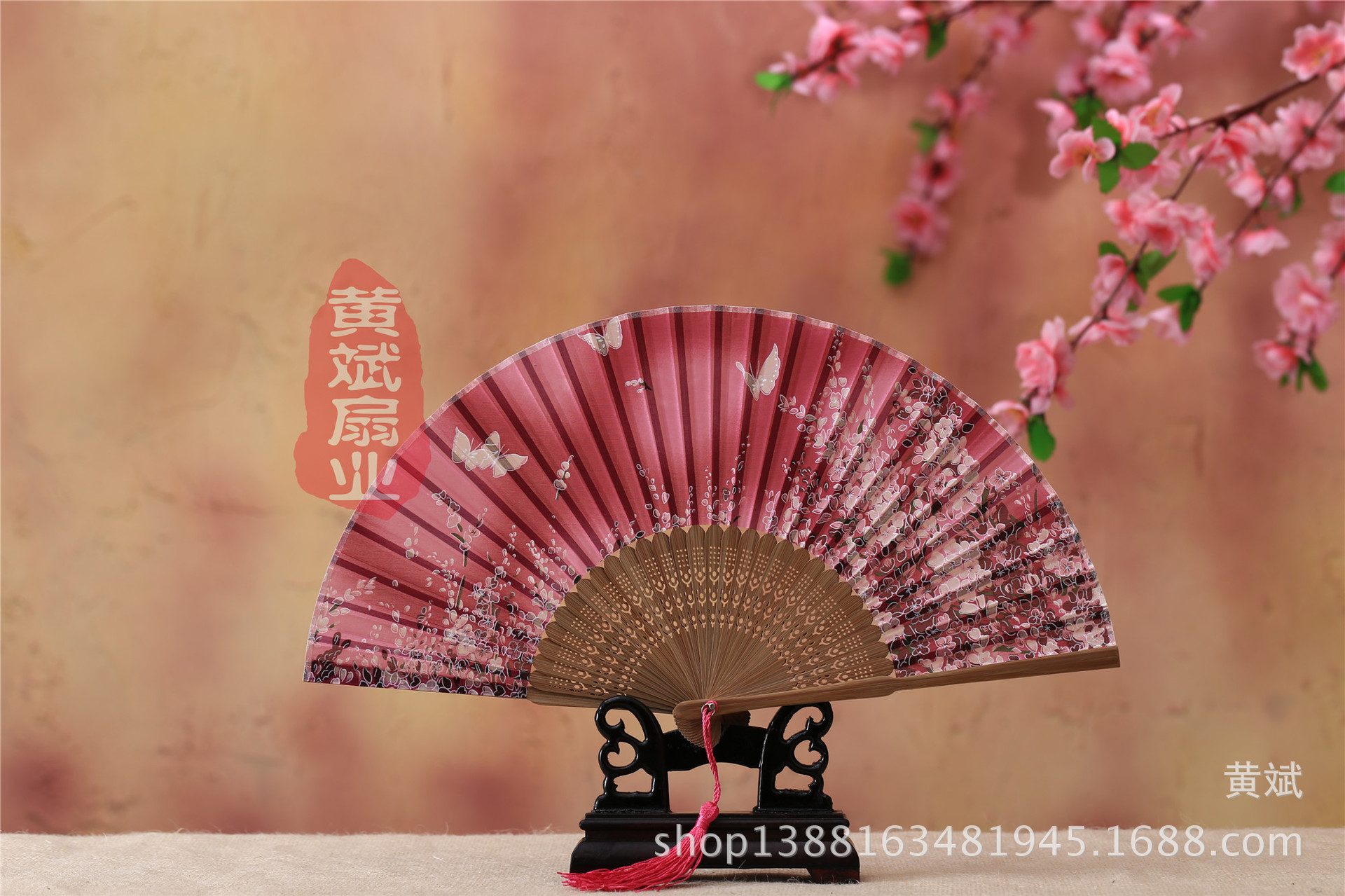 古风古典礼品真丝竹扇子日式和风扇樱花扇 折扇批发 舞蹈道具扇详情11