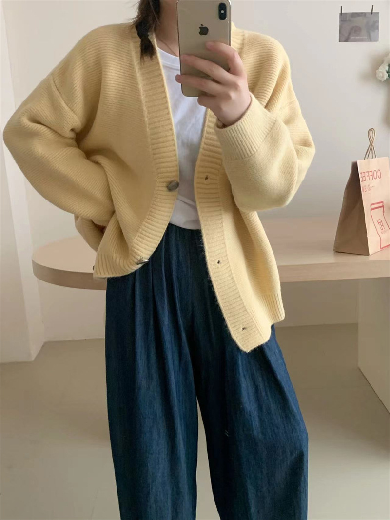 V领短款显瘦针织开衫女外搭2023秋季新款女装气质毛衣外套上衣女详情38