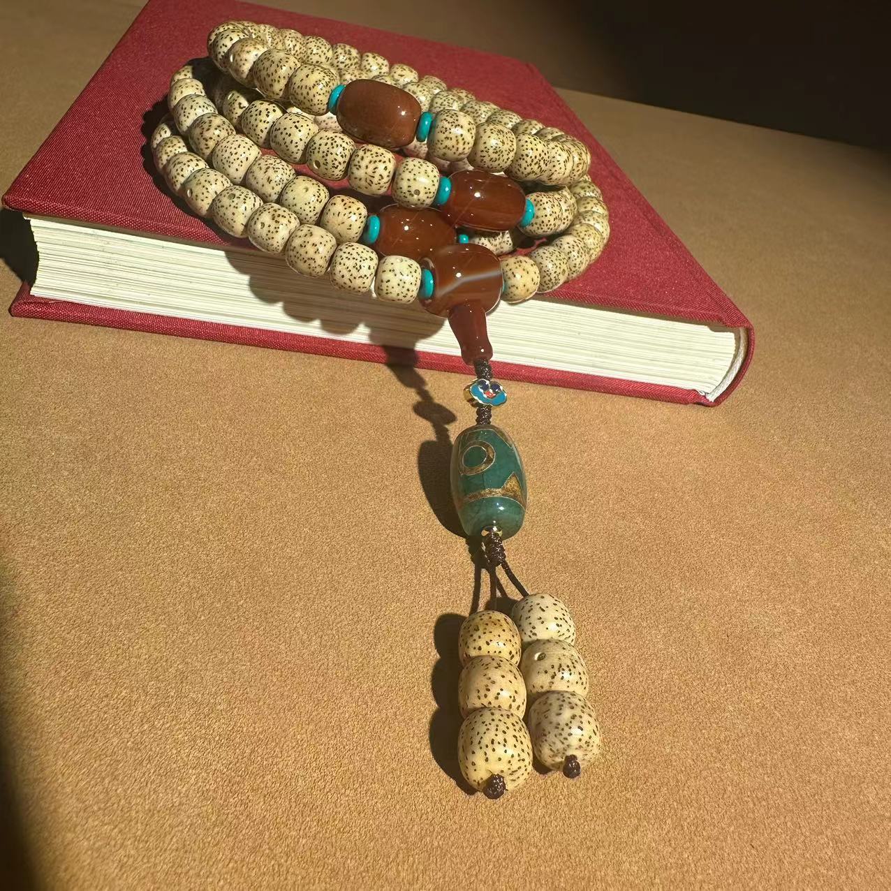 原生态星月菩提佛珠手串 星月菩提108颗佛珠海南黄金籽菩提念珠多圈手串玛瑙天珠文玩批发详情15