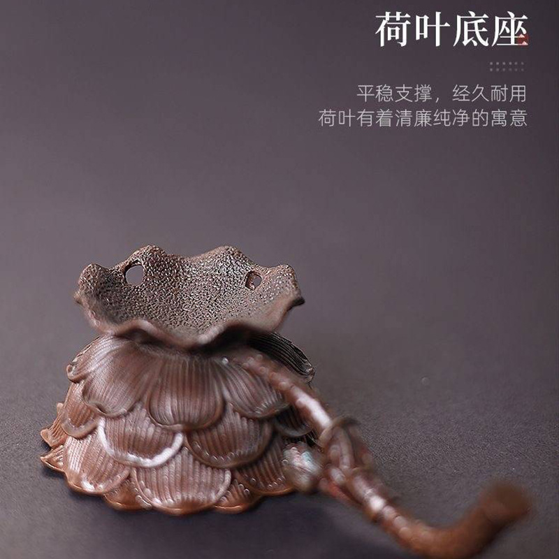 Antique lotus-shaped hand-held small incense burner, household indoor sandalwood, agarwood, Zen incense burner, incense ceremony ornaments, incense seals pic 6