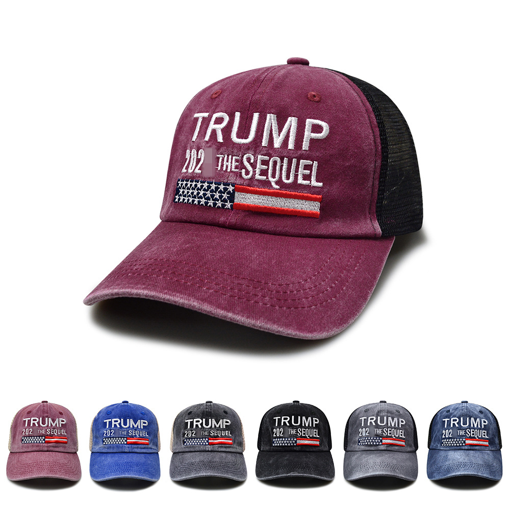 2024春夏潮棒球帽网眼帽川普纯棉太阳帽男女士水洗跨境防晒鸭舌帽详情15