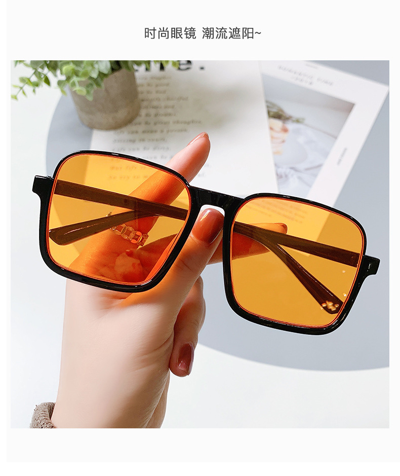 ins brown sunglasses for a female Internet celebrity with a square face that makes her look slimmer without makeup. Uv protection sunglasses for the lower half frame pic 3