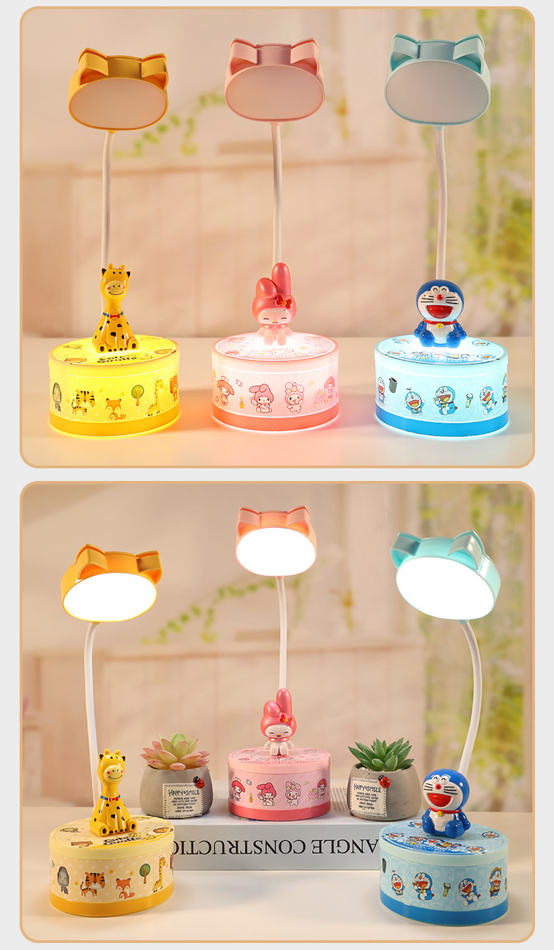 2023 New Product: Cute and fun eye-protecting charging desk lamp, freely bendable hose, makeup mirror, bedroom desktop LED night light pic 9