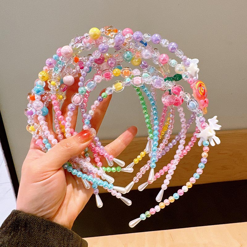 跨境新款儿童项链首饰套装炫彩串珠手链卡通发箍耳环公主女童配饰详情14