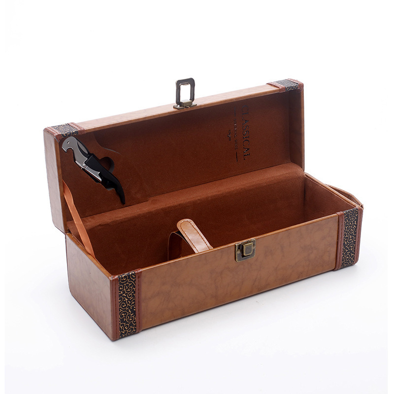 Four red wine gift boxes, red wine leather boxes, antique box series, red wine boxes, Mid-Autumn Festival gift boxes, red wine packaging gift boxes pic 11