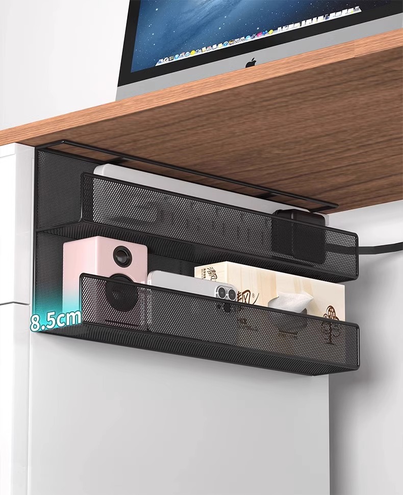 桌下理线架插排电线收纳盒固定神器电脑桌底束线理线槽免打孔神器详情6