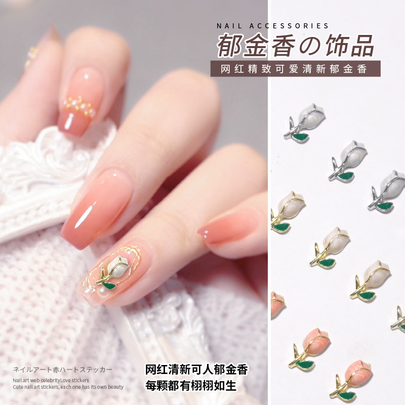 Wholesale of 2022 new high-color-retention light luxury nail diamond accessories with popular Chinese style and trend tulip flower ornaments. 03 pic 6