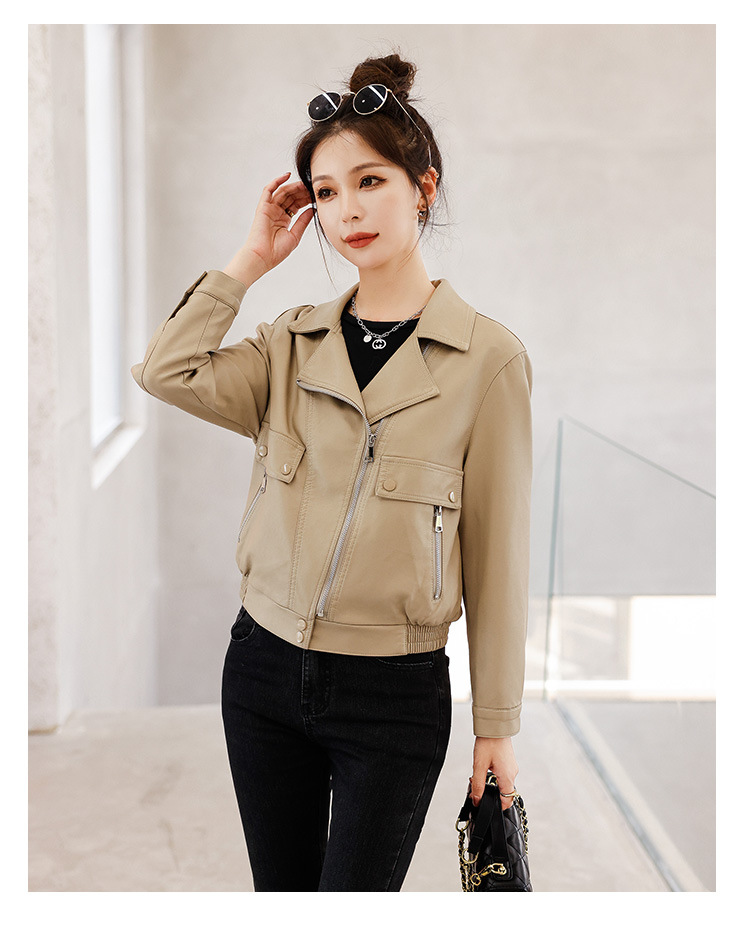 2022年新款春秋装小皮衣女外套宽松显瘦pu皮夹克减龄短款机车服潮详情15