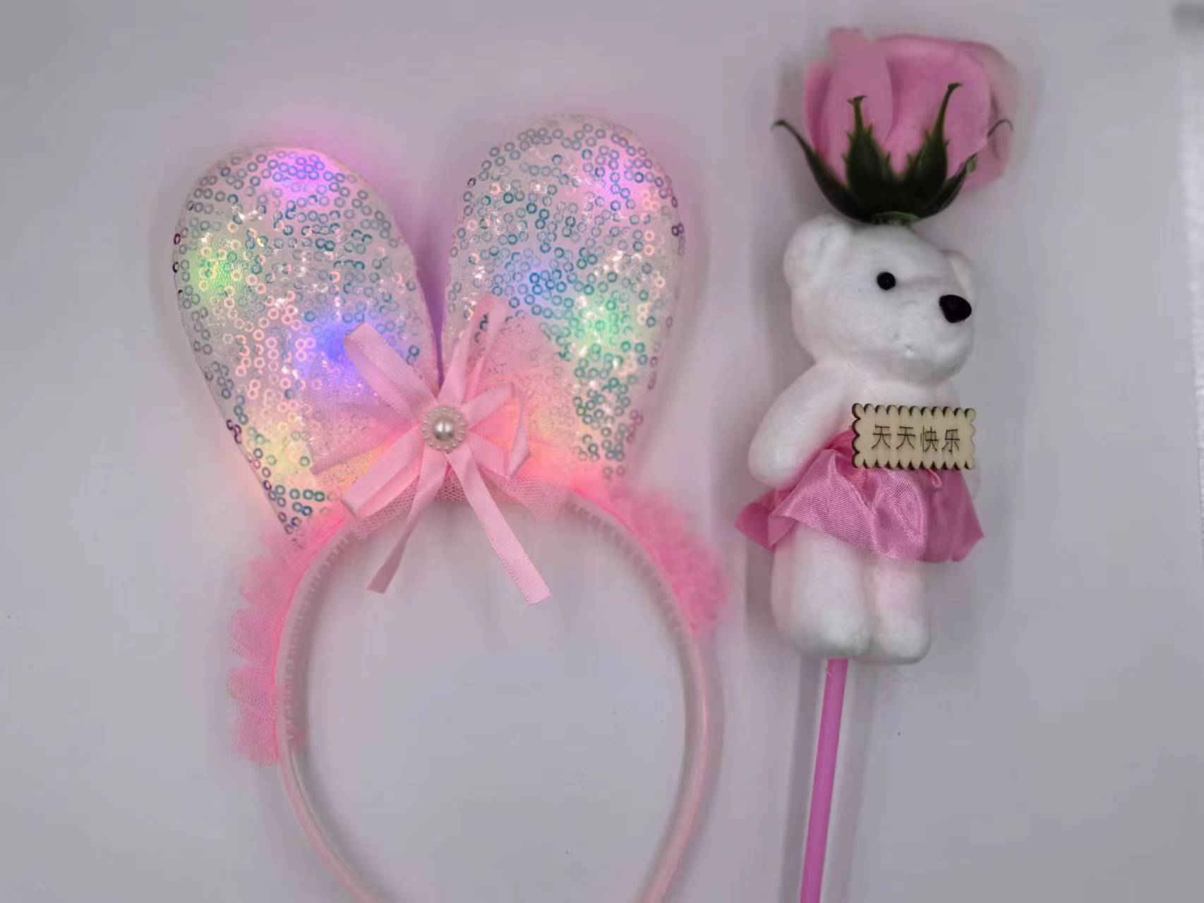 可爱大钻石结带七彩灯接口发箍详情7