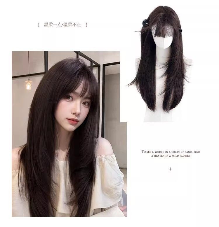 假发女全头套黑长直高层次发增发量免戴发网仿真发丝头顶假发片块详情11