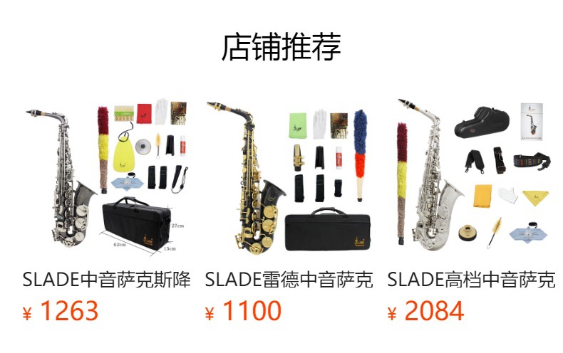 SLADE中音磨砂萨克斯套装黄铜管体初学者成人考级降e调萨克斯管详情2