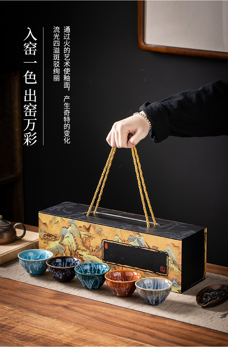 建盏窑变五行主人杯陶瓷茶具家用品茗杯茶盏大号茶杯礼品盒装茶器详情8