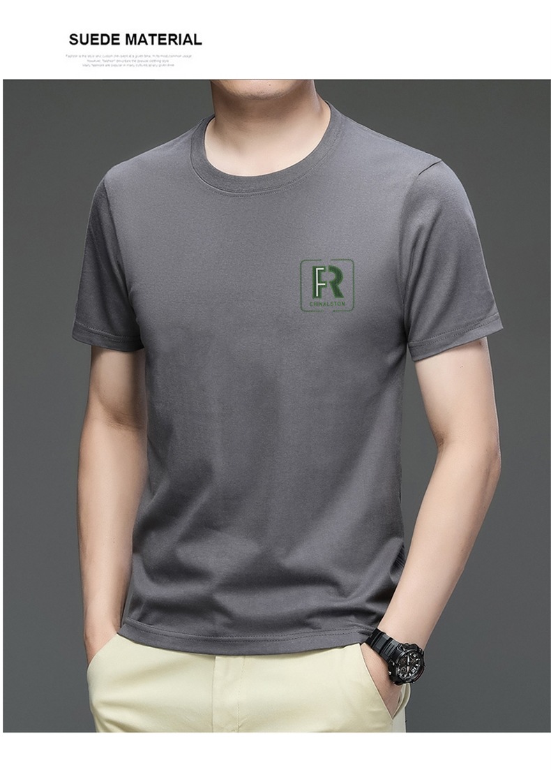 精梳棉夏季新款100%纯棉简约百搭男士t恤圆领字母印花透气短袖男详情27