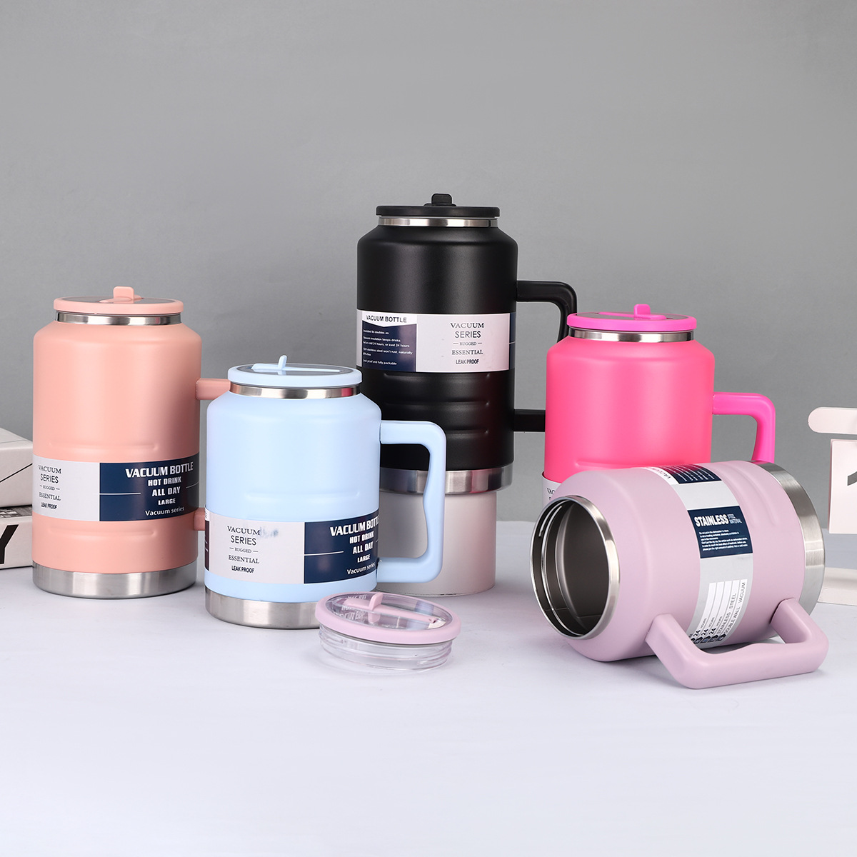 304不锈钢真空吸管保温杯大容量手柄吨吨桶户外便携双层运动水壶详情1