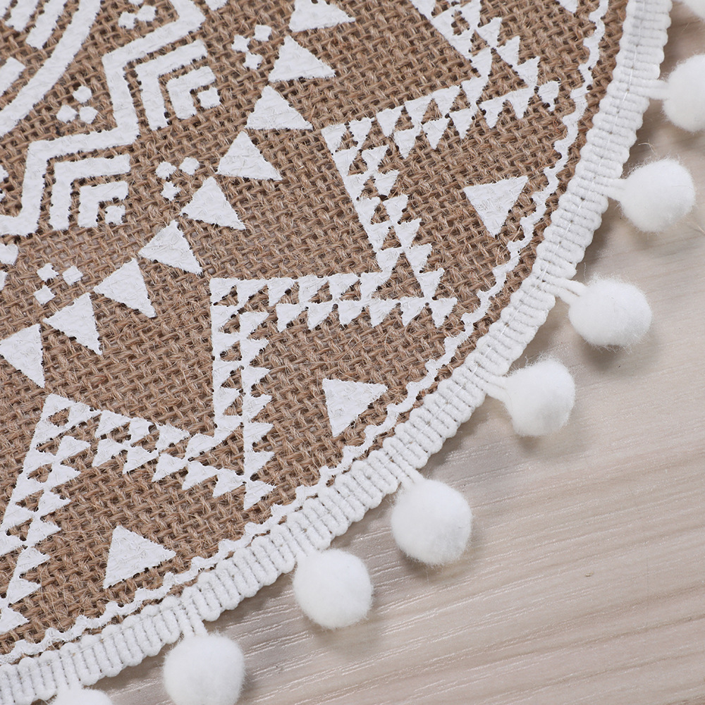 Moroccan-style anti-slip faux linen printed small wool ball placemats, home decorative MATS, high-end light luxury table MATS for hotels and homestays, heat-insulating MATS, placemats, heat-resistant MATS pic 8