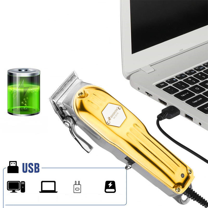 跨境金属理发器批发专业发廊理发推子电推剪不锈钢充电理发剪批发SHINON详情6